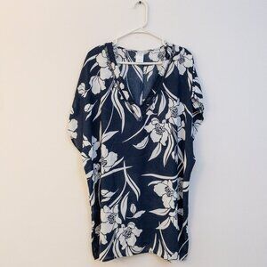NWOT Kona Sol Navy Floral Swim Cover-Up – Effortless Tropical Style (Size L)